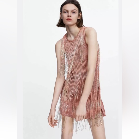 Zara Fringe Flapper Style Dress NWT Size Medium retail $119 - Picture 6 of 13